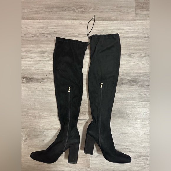 Simmi Shoes Rochelle Wide Fit Black Suede Thigh High Black Boots - Picture 4 of 4